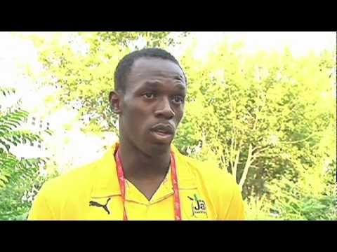 Usain Bolt runs a music track