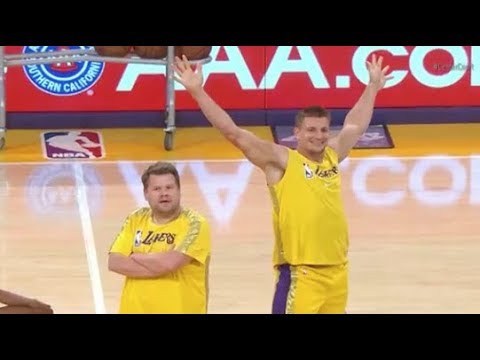 Rob Gronkowski and James Corden Joined The Laker Girls For Halftime Show